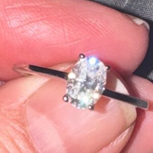 Elegant Moissanite Silver Women's Ring Sz 8 fits like 7